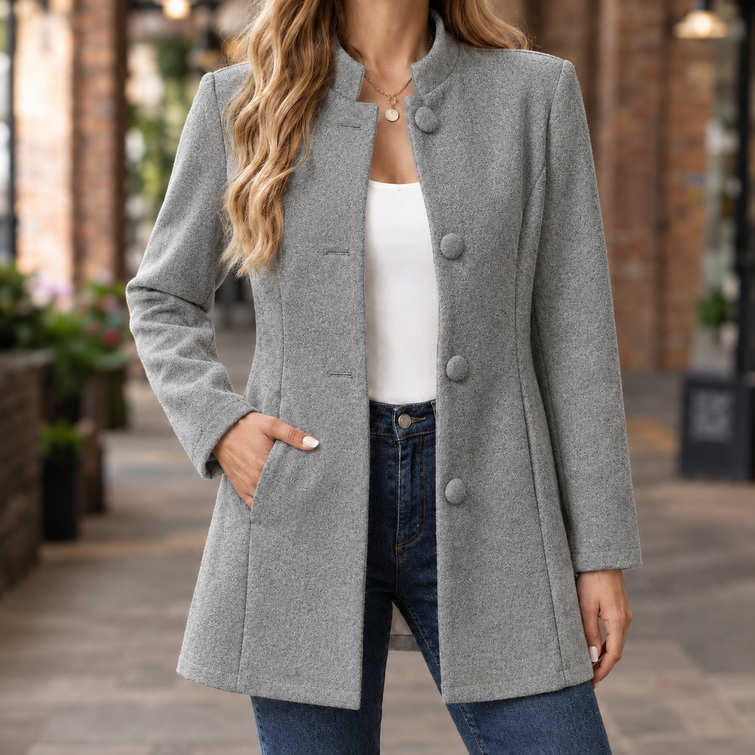 Simone-Eve Longline Blazer - Gray