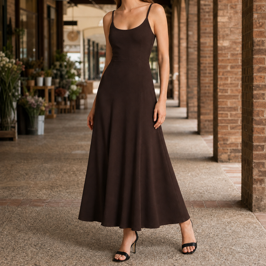Honora-Hope A-Line Dress - Dark Coffee