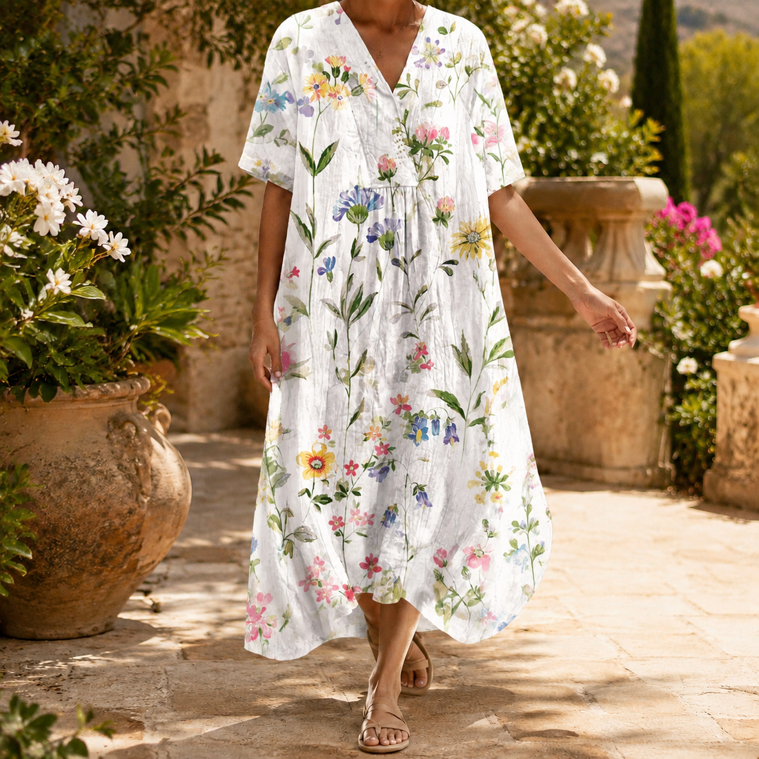 Adriana-Elise Cocoon Midi Dress - White