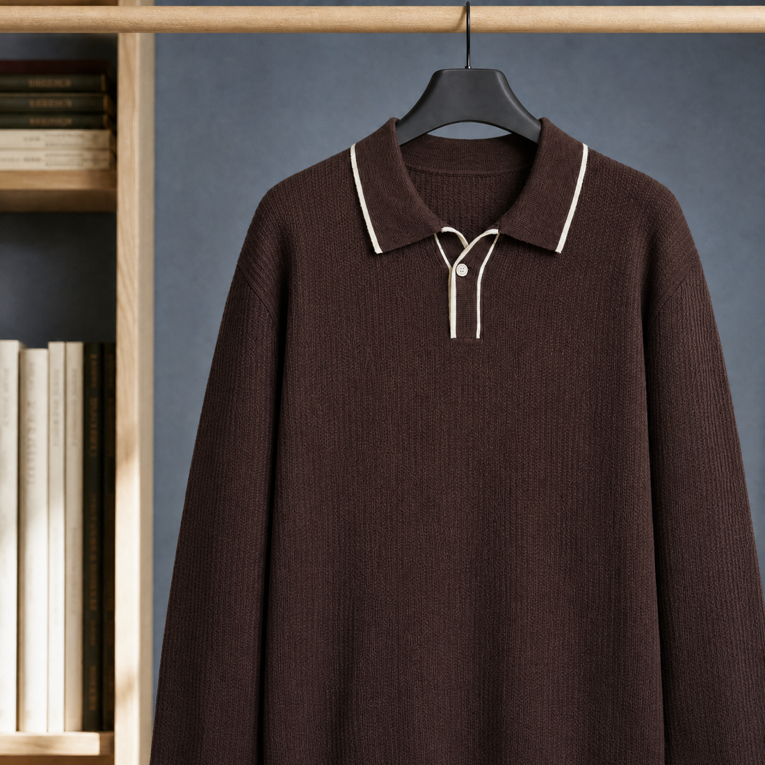 Augustus-Rhys Polo Sweater - Coffee Brown