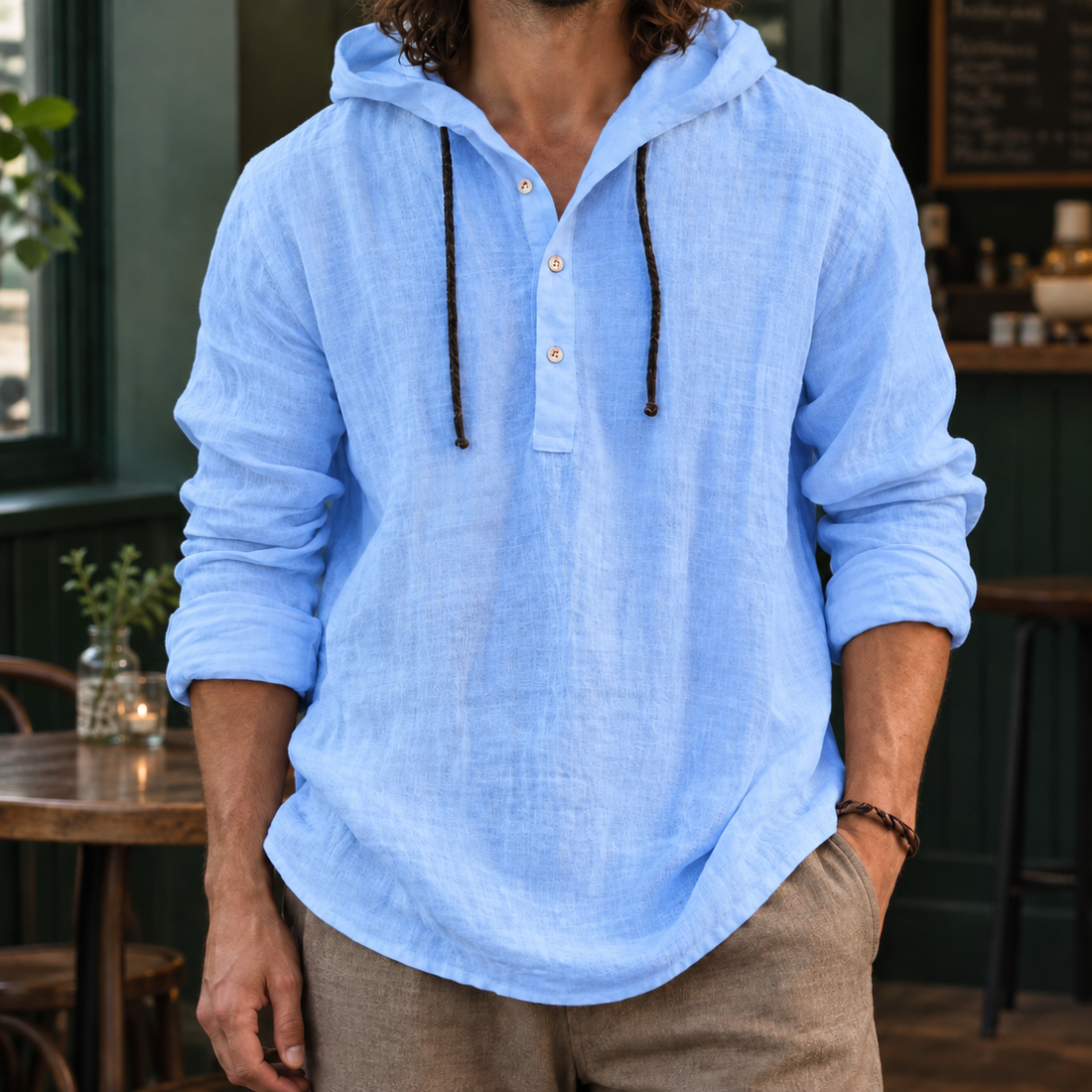 Gustave Hooded Hoodie - Light Blue
