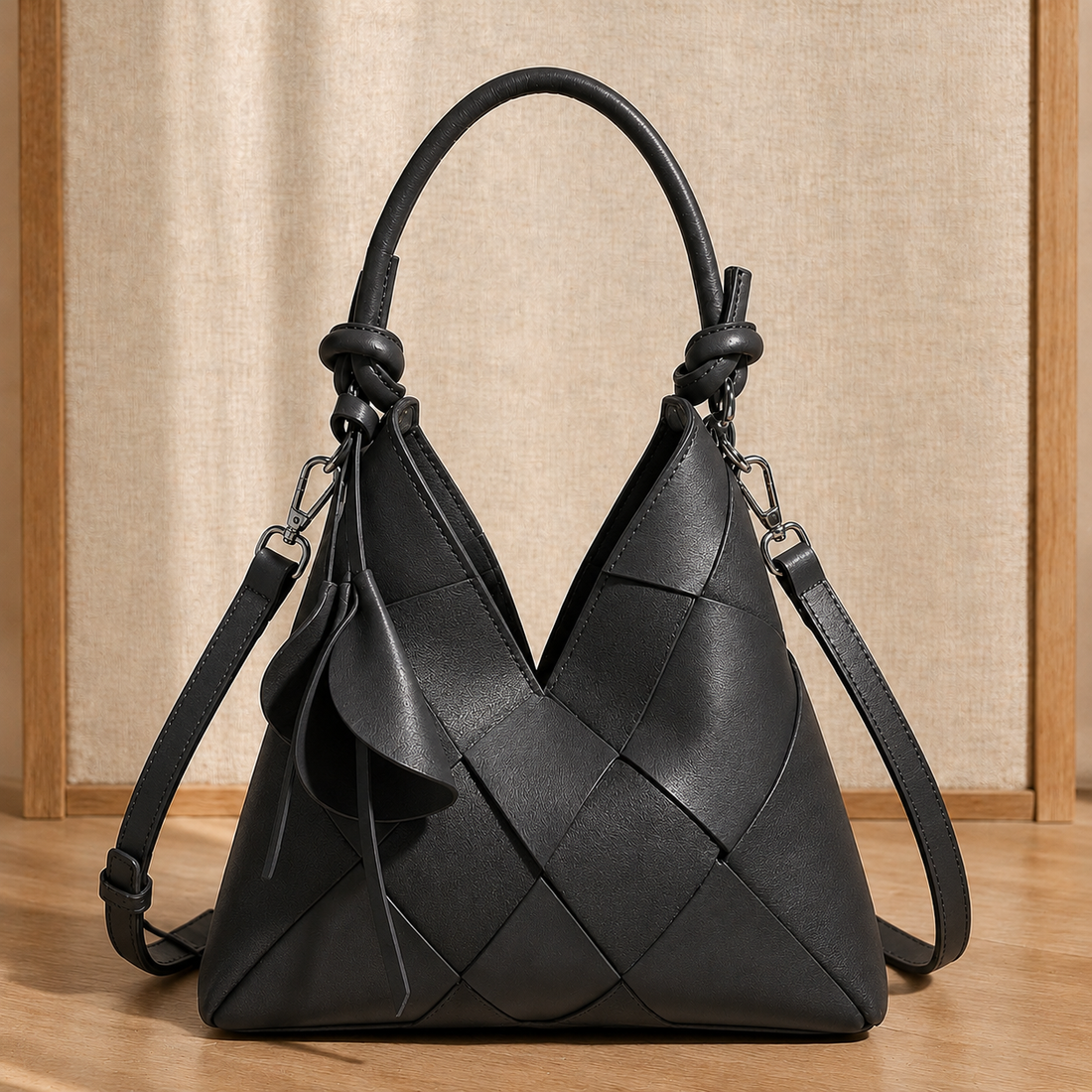 Piras Woven Shoulder Bag - Charcoal