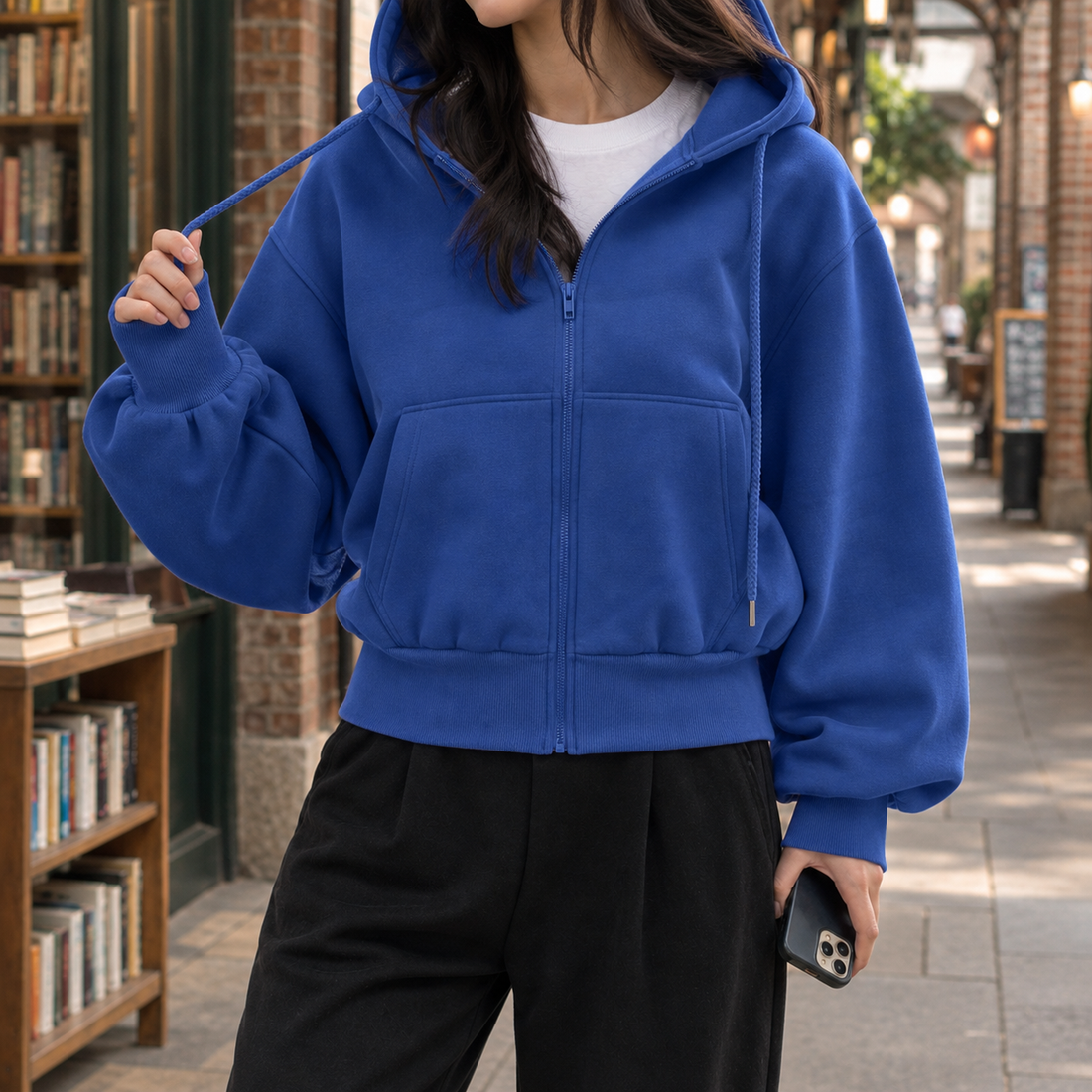 Maylis Cropped Hoodie - Royal Blue