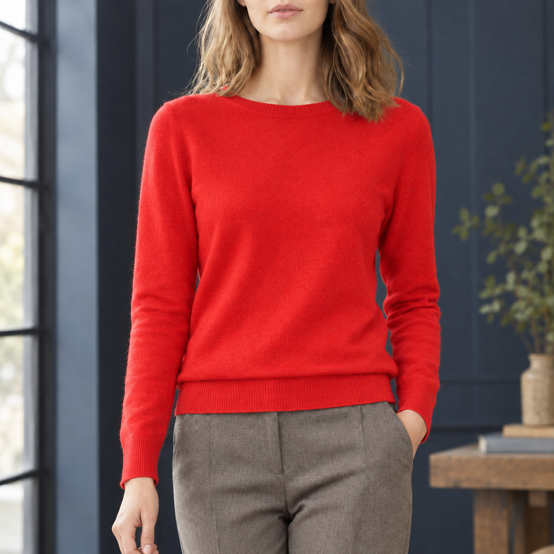 Lorelai-Elise Crew Neck Sweater - Red