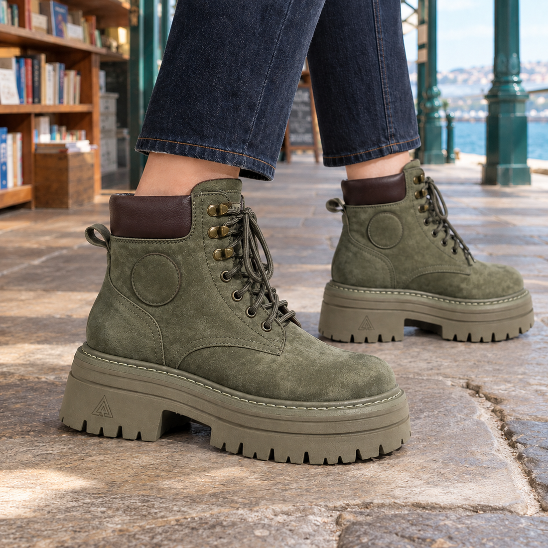 Gonzaga Platform Boots - Military Green