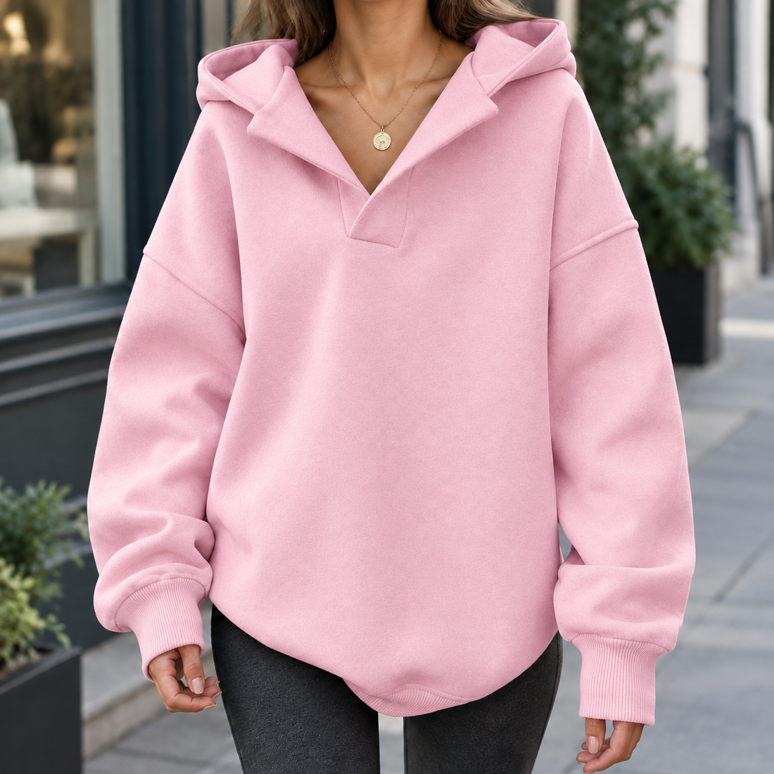 Celeste-Faye Collared Hoodie - Pink