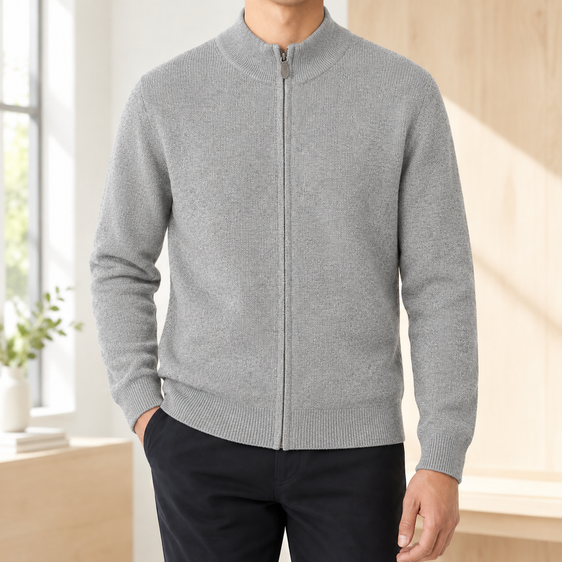 Finnian Full-Zip Cardigan - Gray