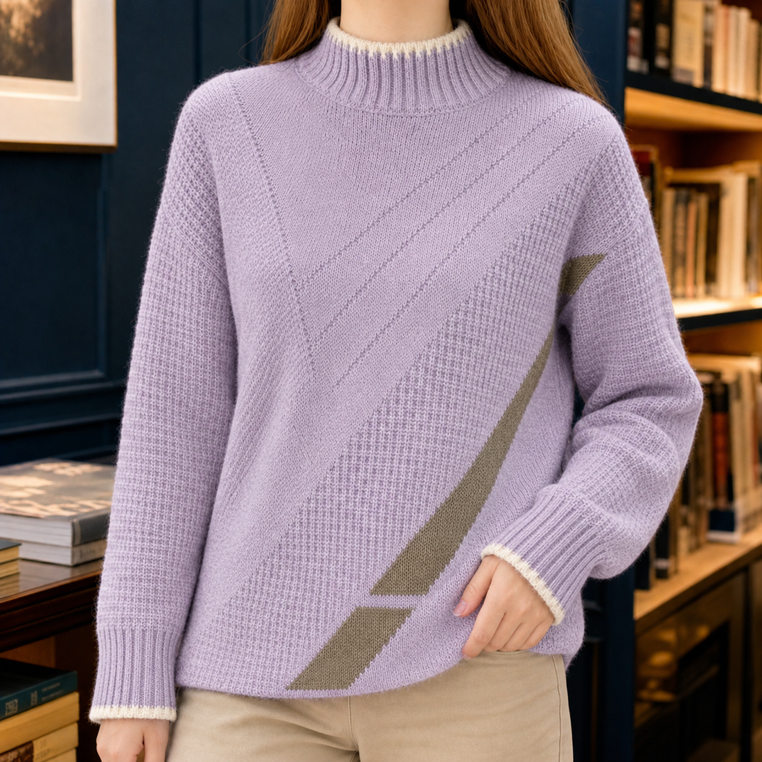 Sienna-Skye Mock Neck Sweater - Light Purple