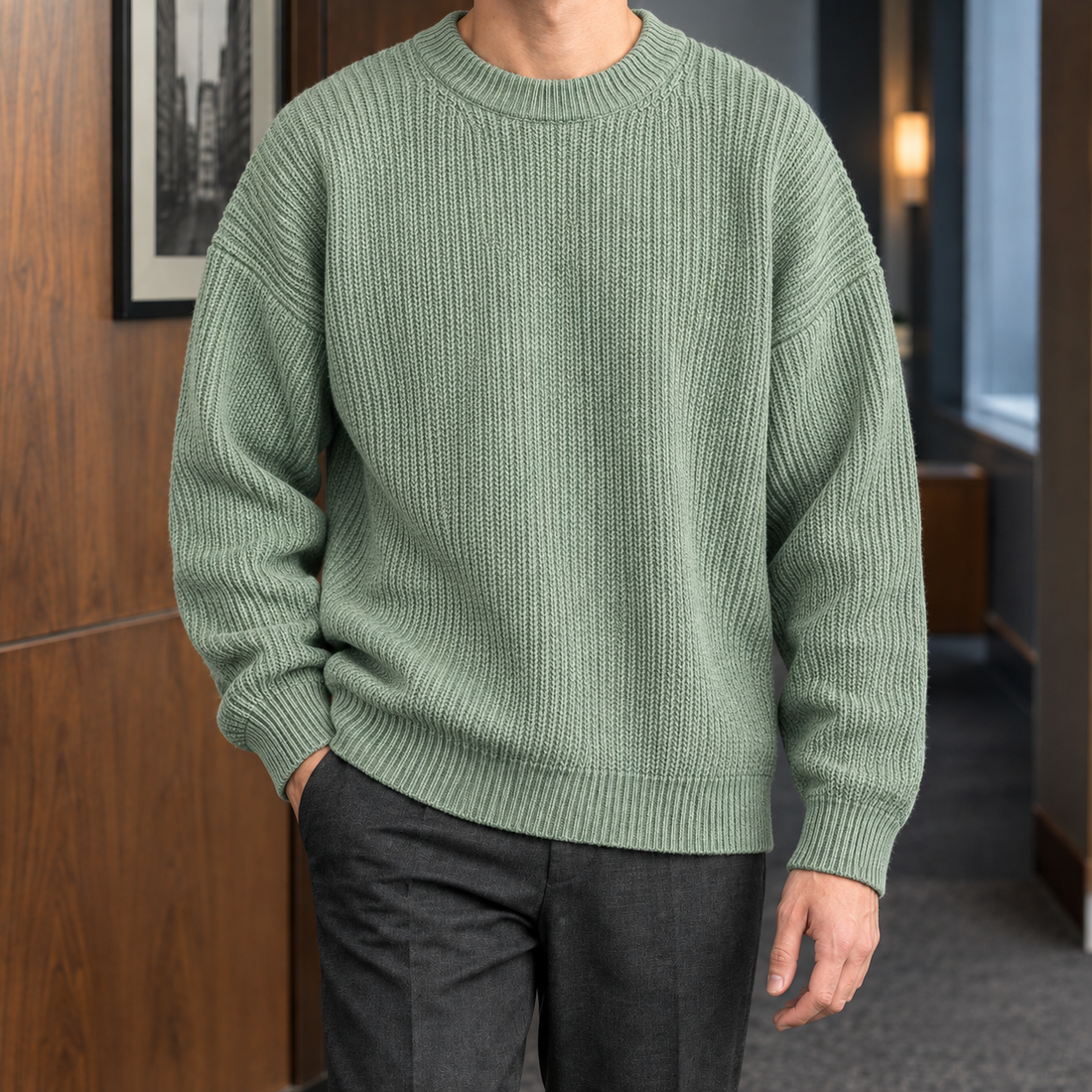 Dominic Ribbed Sweater - Green