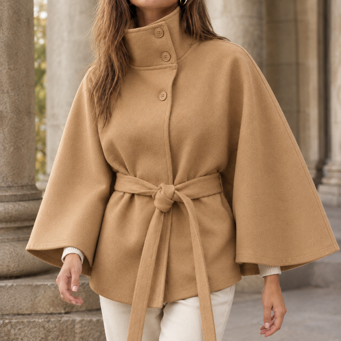 Apolline Belted Cape - Camel