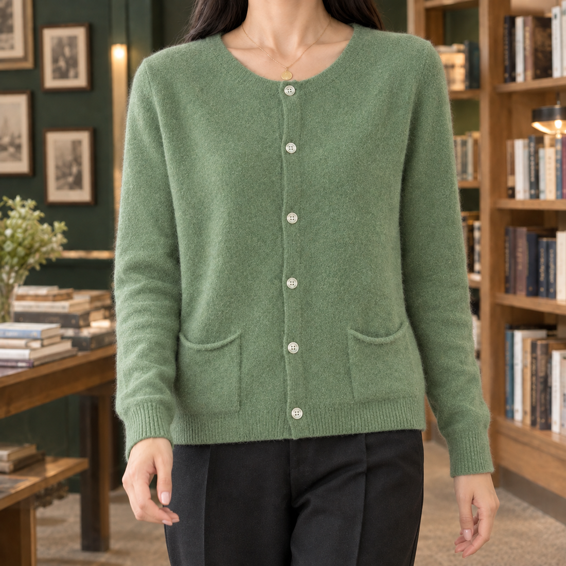 Eliana Pocket Cardigan - Turquoise Green