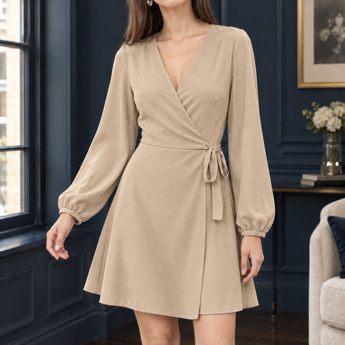 Jemima Wrap Dress - Khaki