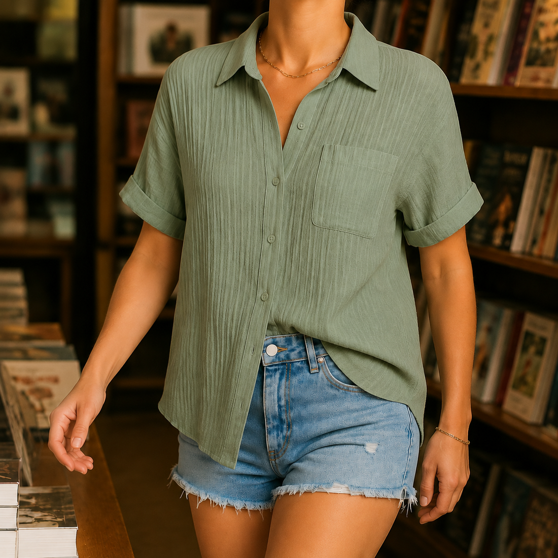 Livia-Rae Gauze Shirt - Green