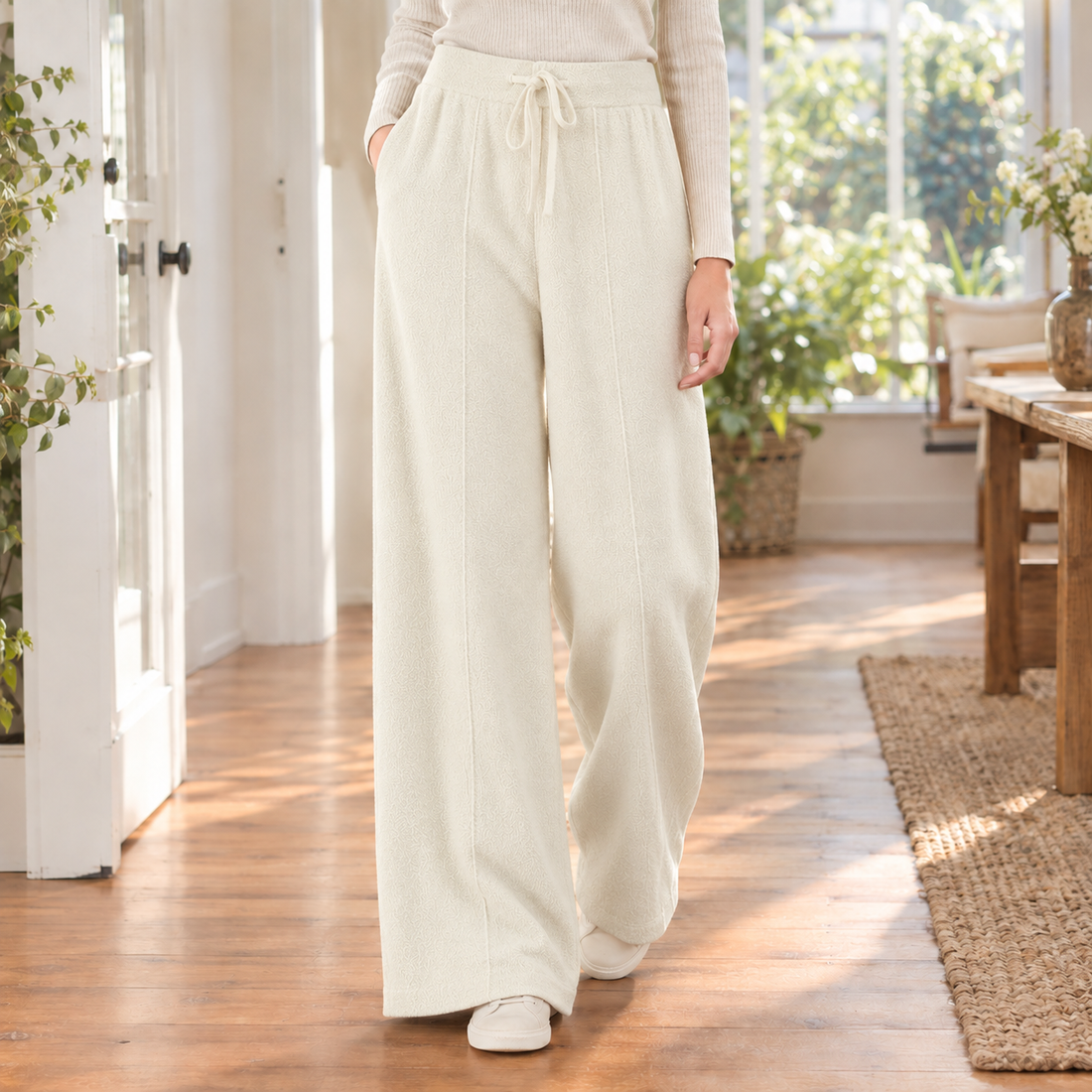 Rebekah Wide Leg Pants - Milk White