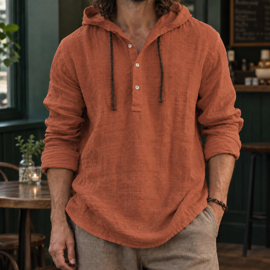 Gustave Hooded Hoodie - Dark Orange