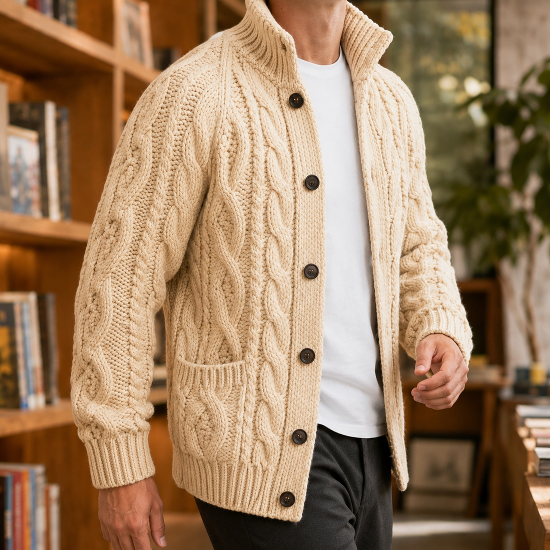 Maxim Cable Knit Sweater - Light Brown
