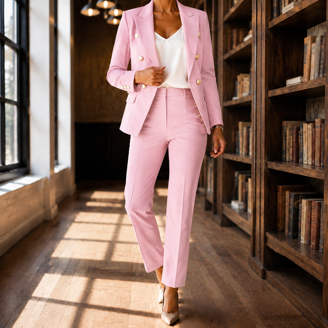 Serena-Eve Tailored Pantsuit - Pink