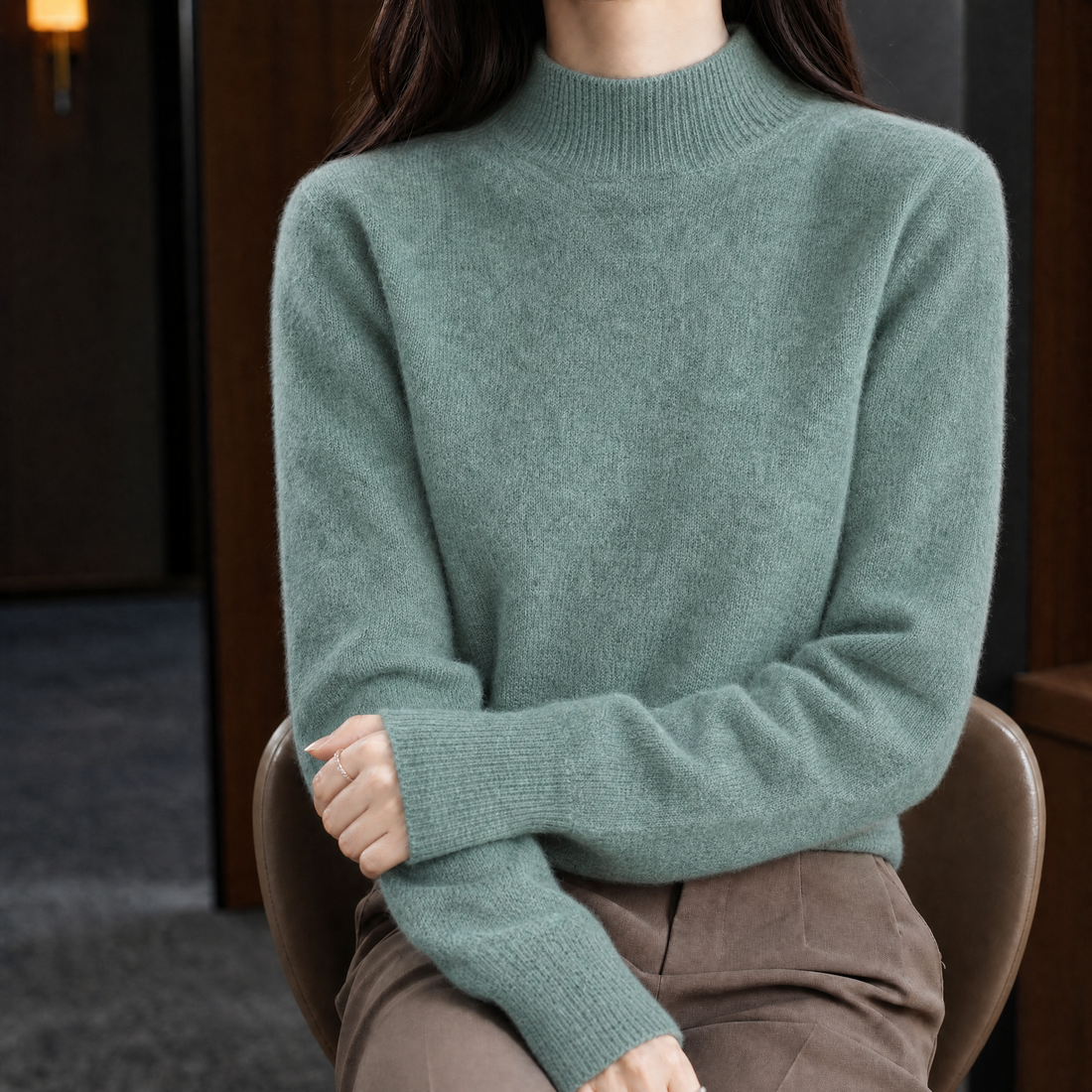 Lucinda-Mae Cashmere Turtleneck - Grass Green