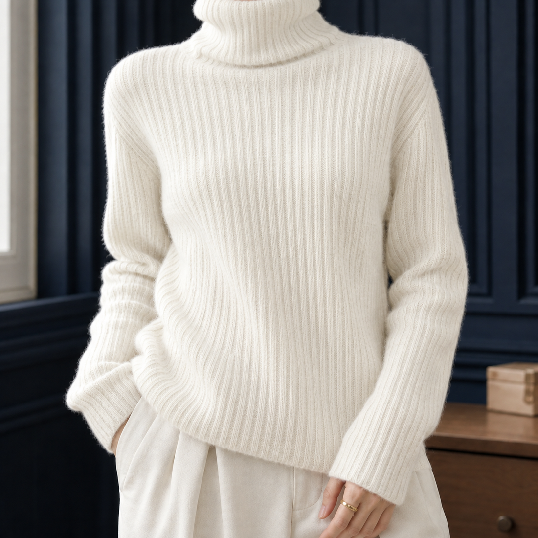 Annabel-Claire Turtleneck Sweater - White