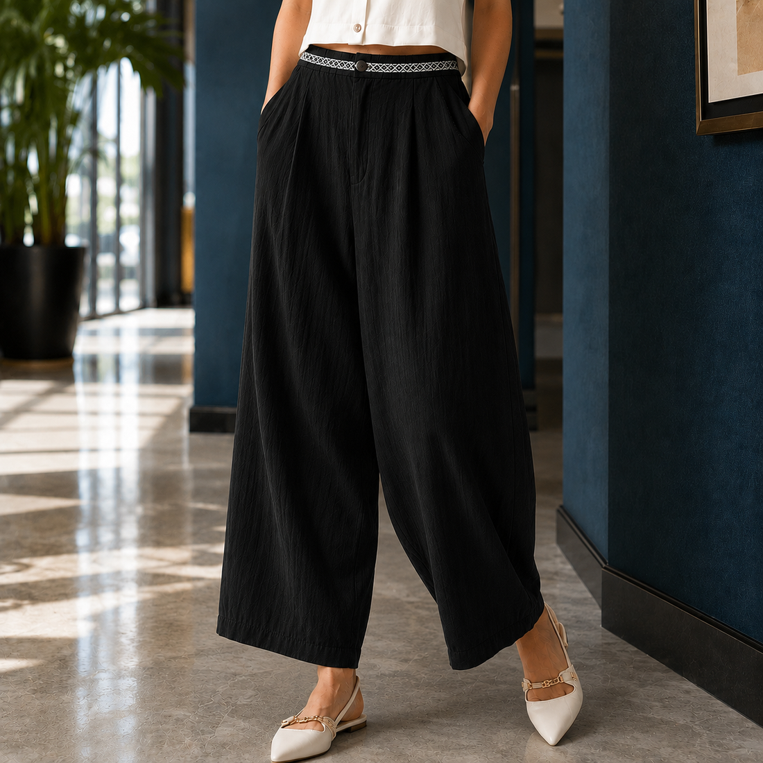 Juliet Wide Leg Pants - Black