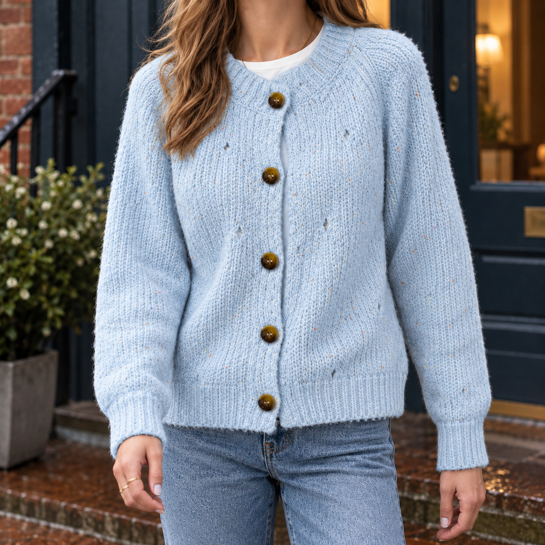 Zoe Textured Cardigan - Powder Blue