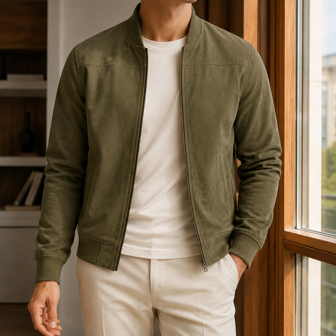 Magnus Bomber Jacket - Olive Green