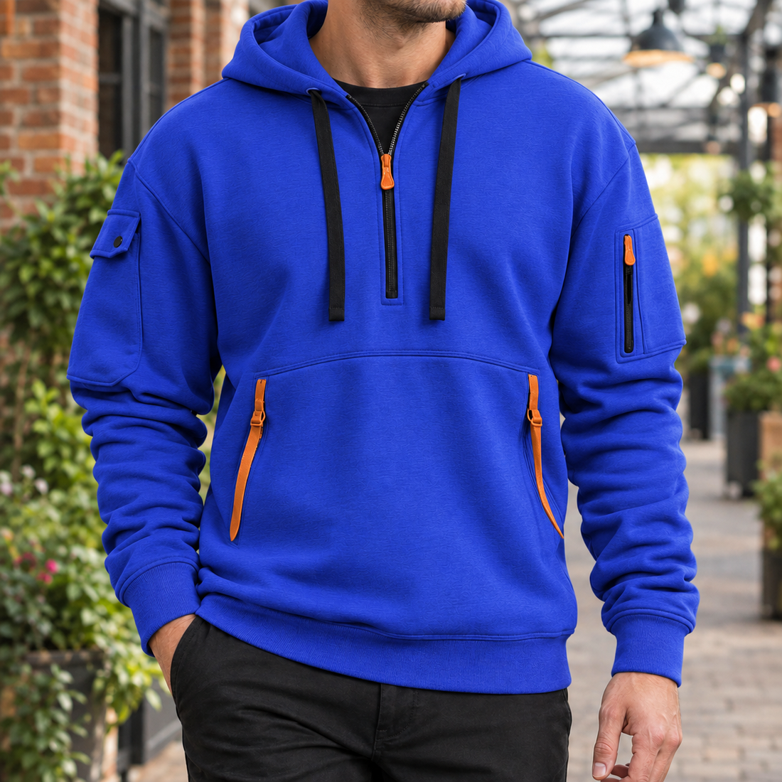 Griffin Half-Zip Hoodie - Blue
