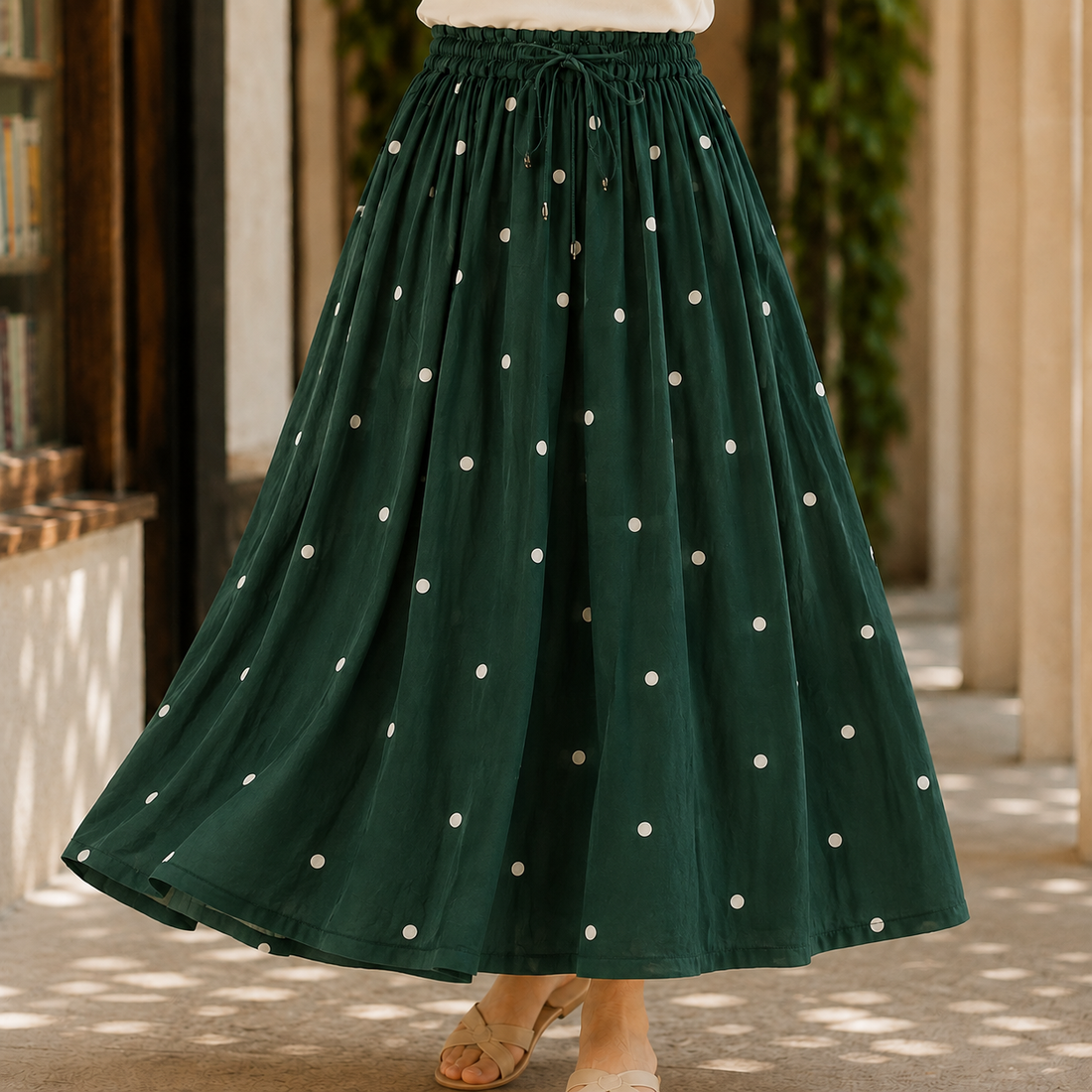 Imogen Polka Dot Skirt - Green