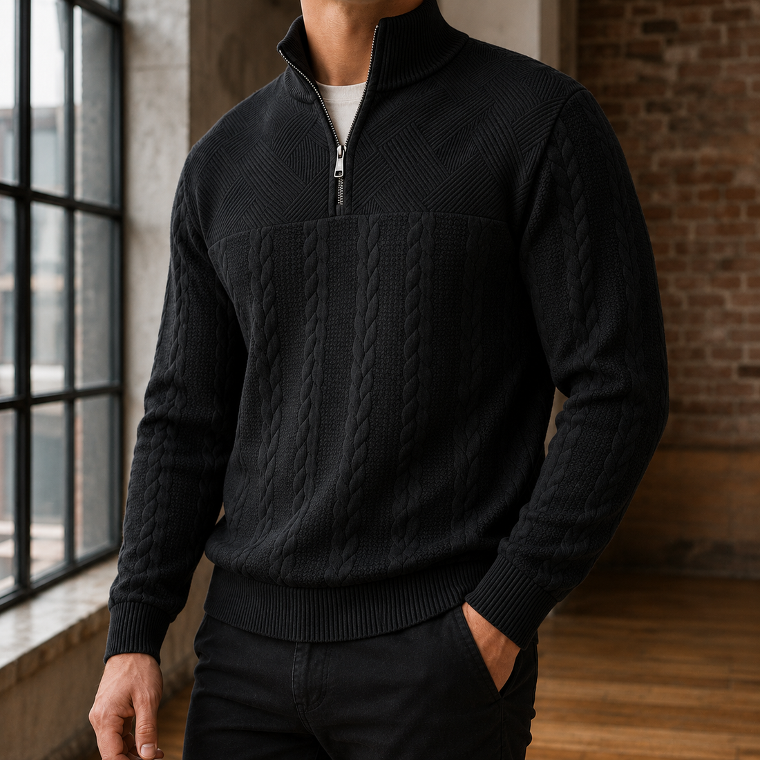 Beckett Cable Sweater - Black