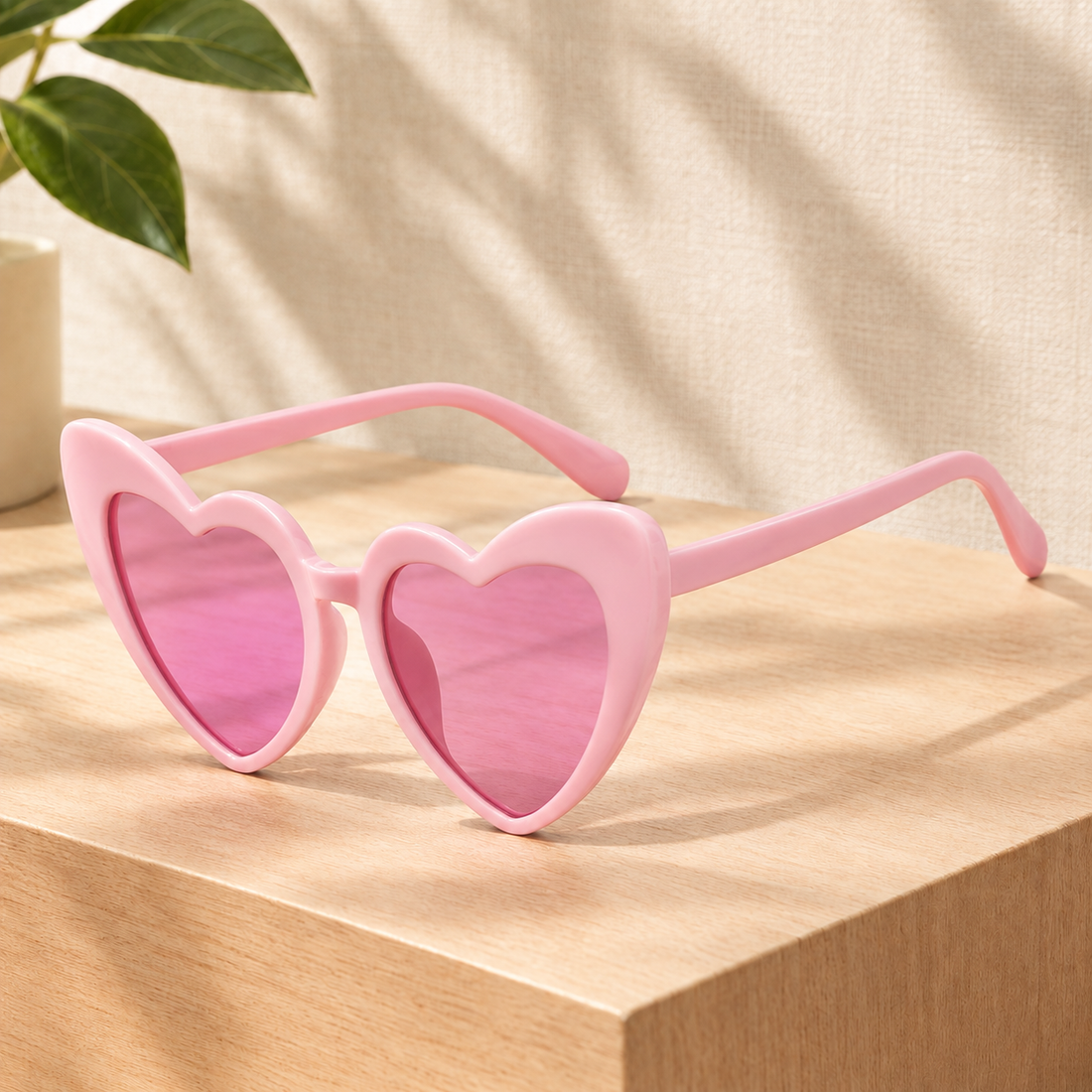 Ardith Heart Sunglasses - Pink Frame Single Powder Tablet