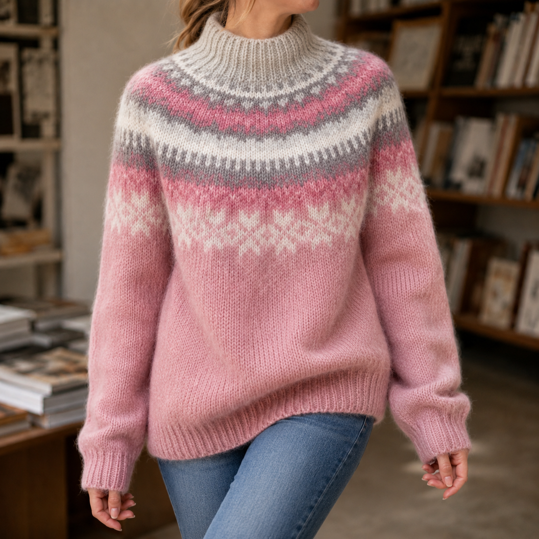Livia Fair Isle Sweater - Pink