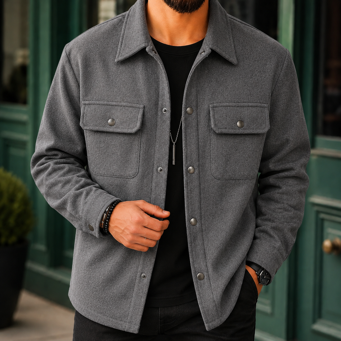 Fabian Brushed Jacket - Charcoal Gray