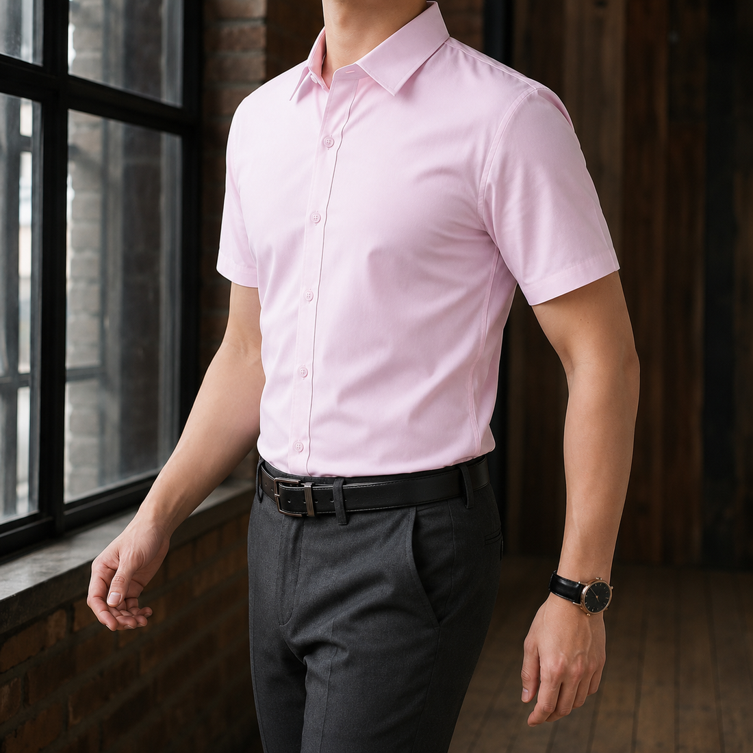 Orion Slim Shirt - Short Sleeve Shirt Pink