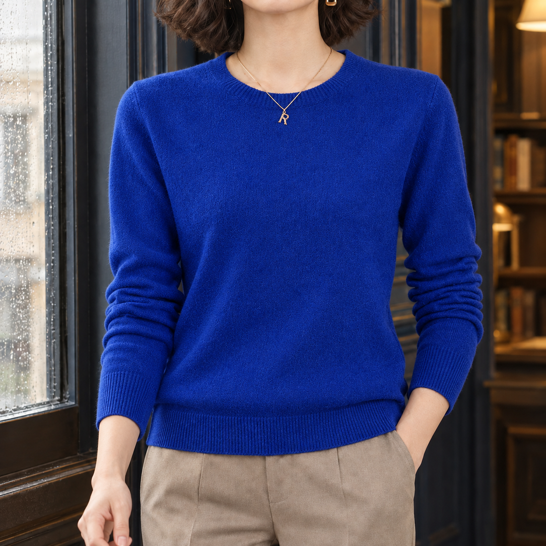 Alvina-Rae Crew Neck Sweater - Sapphire Blue