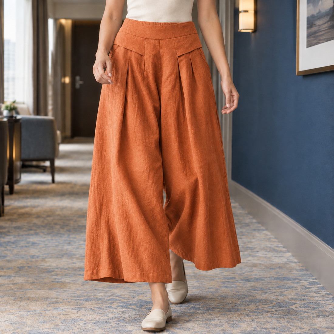 Jacinta-Claire Wide Leg Pants - Orange Red