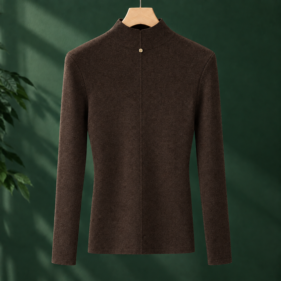 Octavia Mock Neck Sweater - Brown