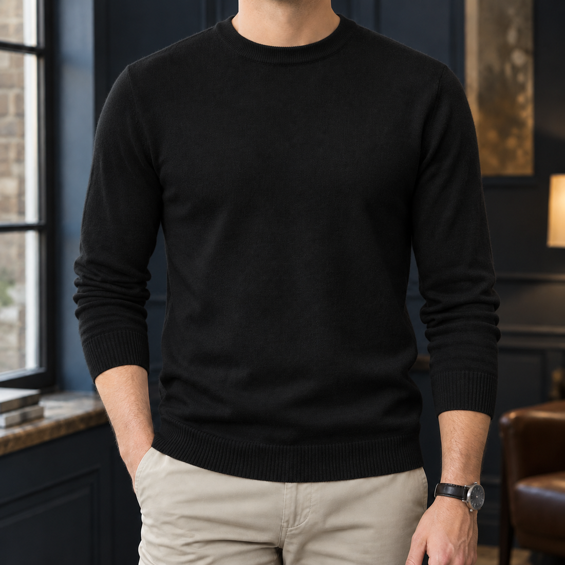 Olivier-Miles Round Neck Sweater - Round Neck Black