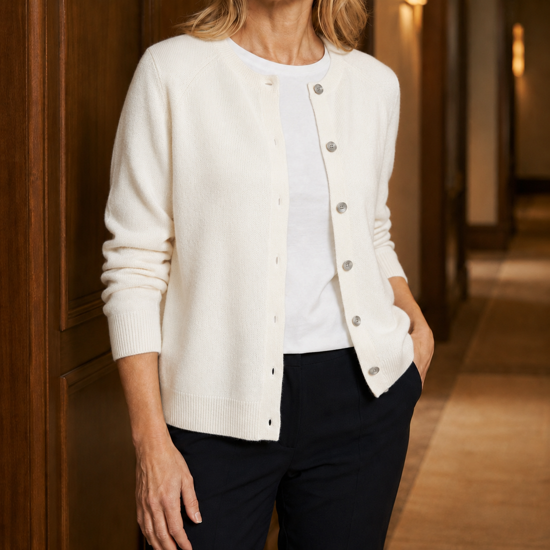 Annabel-Jane Crew Neck Sweater - White