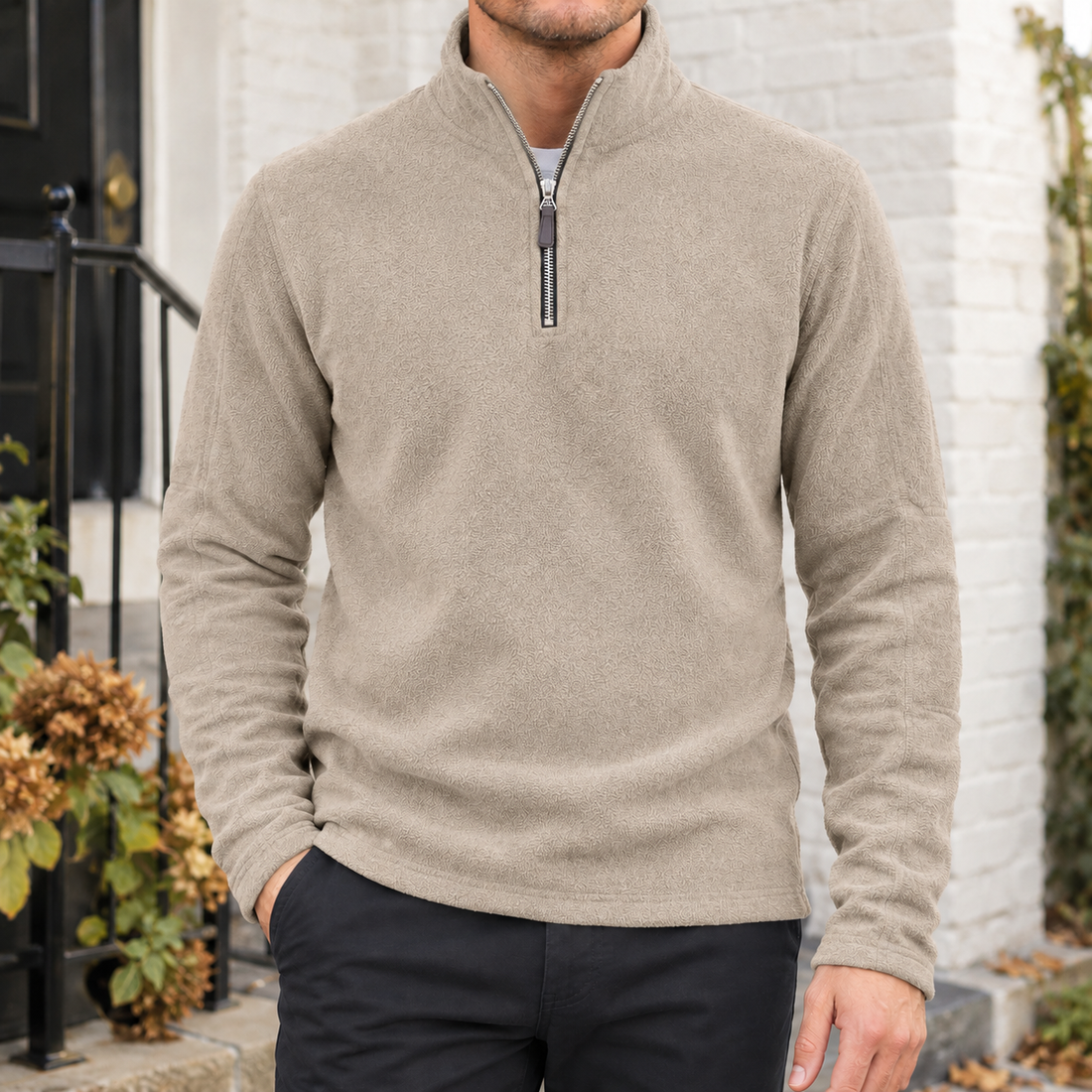 Renard Quarter Zip Top - Khaki
