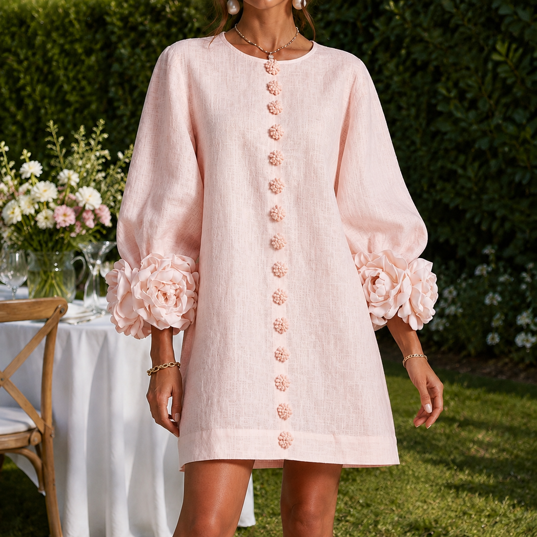 Nadia-Marie Rosette Cuff Dress - Pink