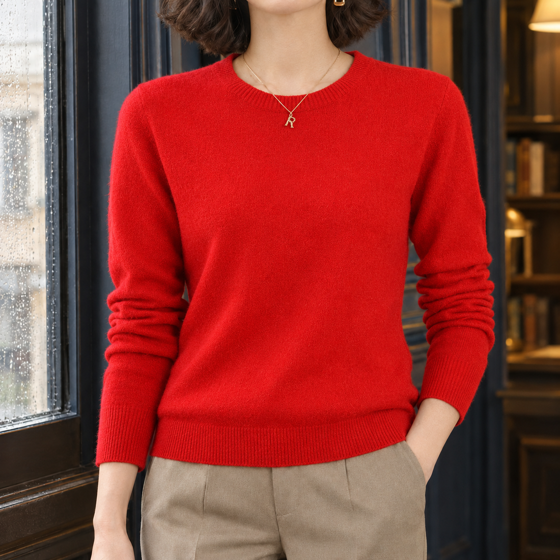 Alvina-Rae Crew Neck Sweater - Red