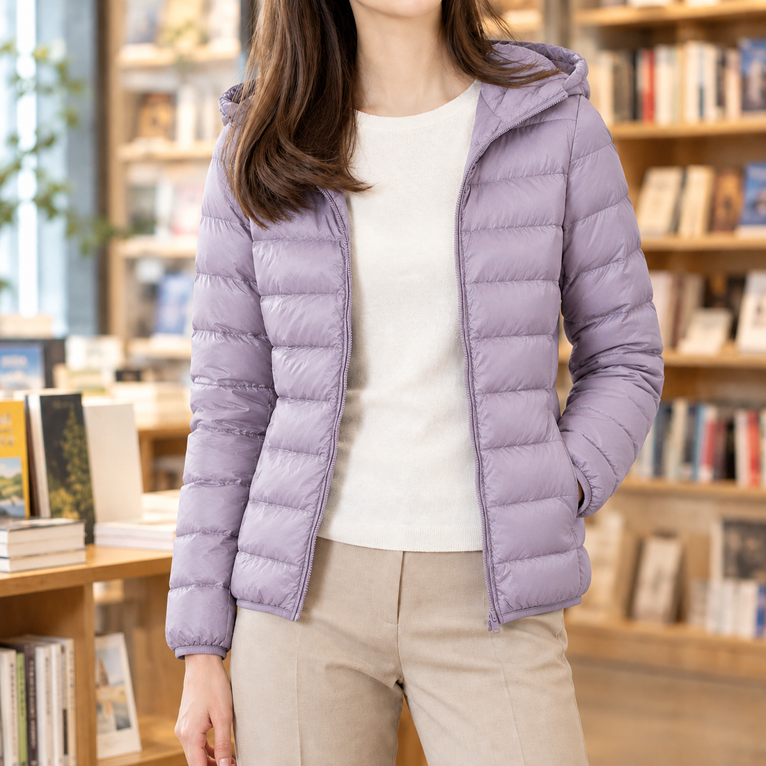 Thomasina Cashmere Puffer Jacket - Light Purple