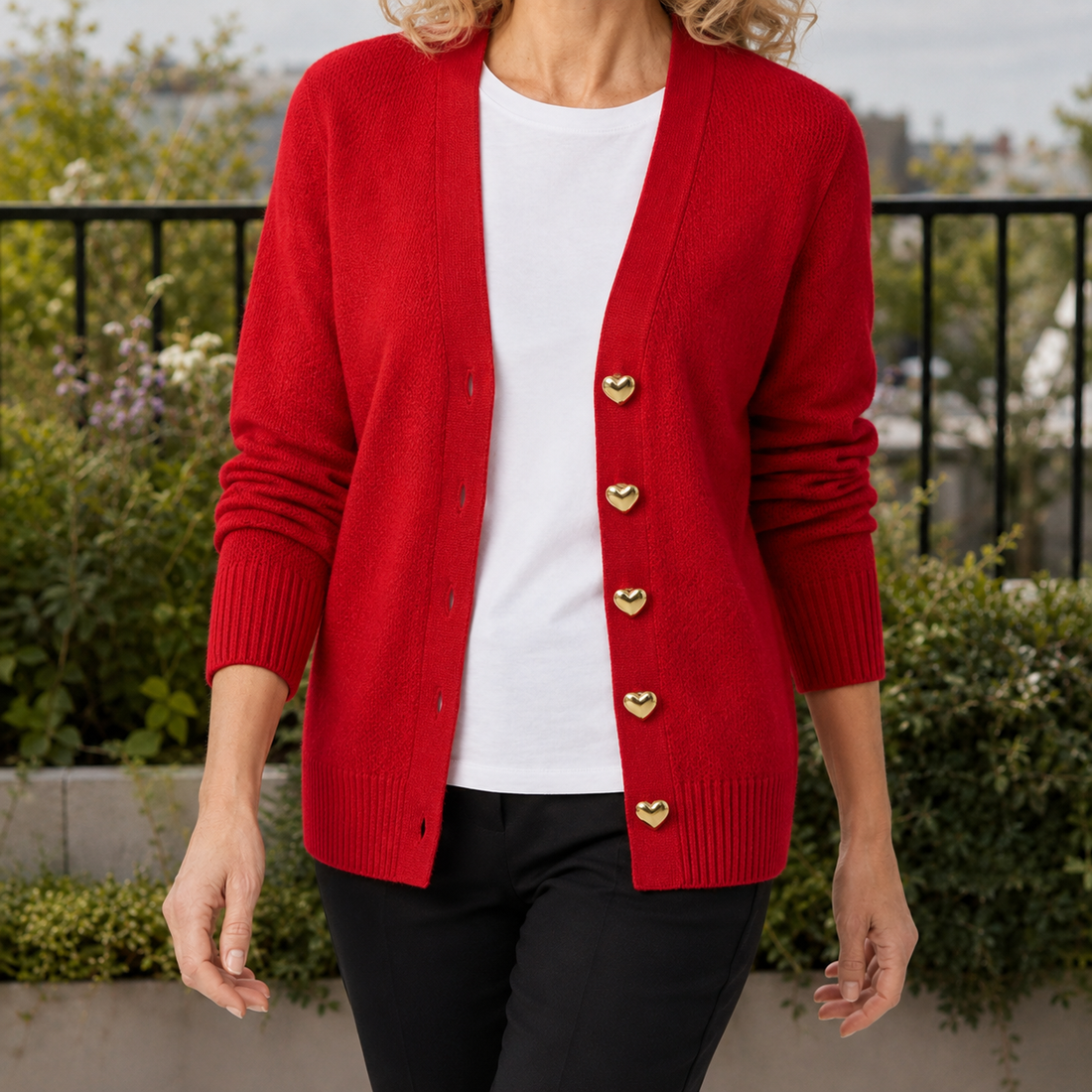 Elara V Neck Sweater - Red