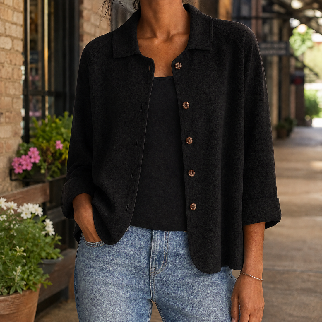Soraya-Lane Collared Sweater - Black