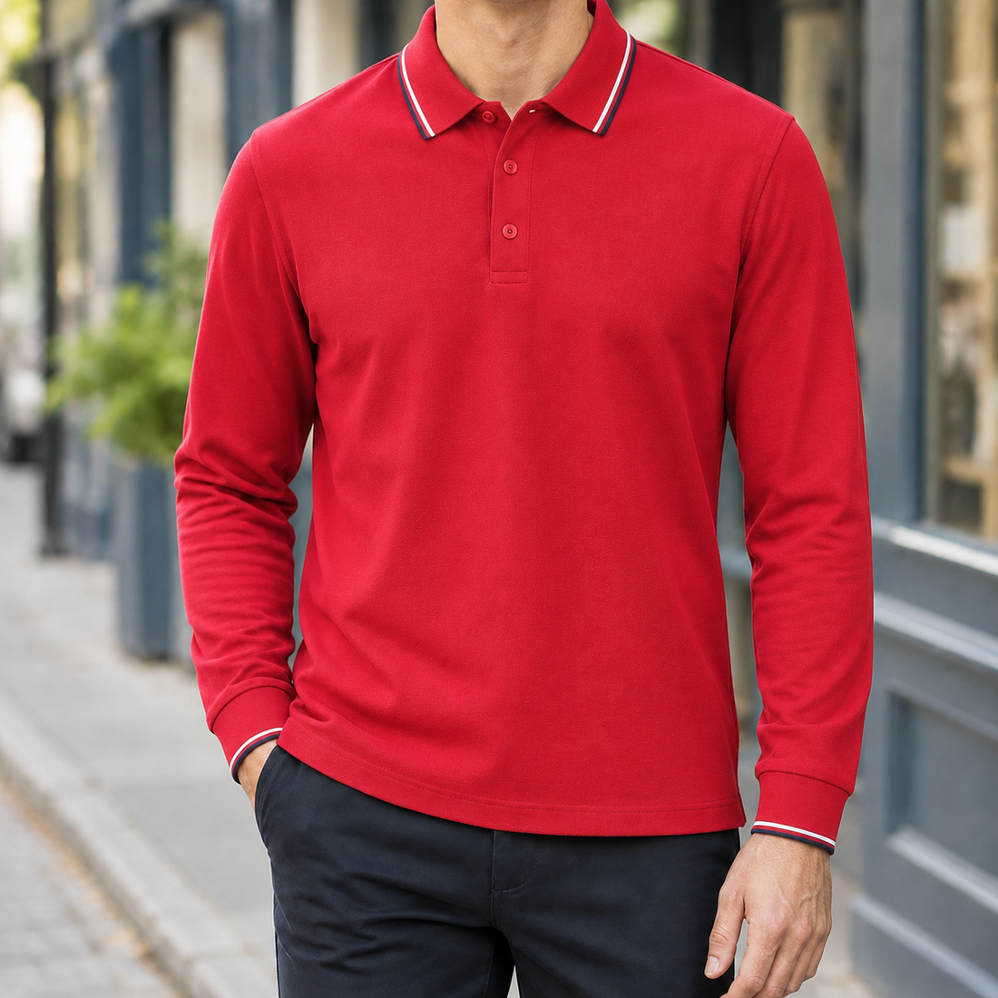 Olivier Tipped Polo - Red