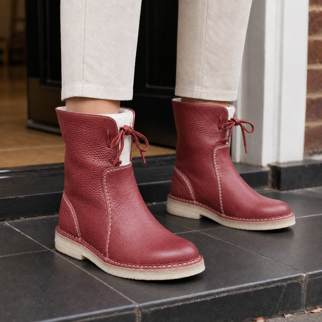 Rovelli Lace-Up Boots - Red