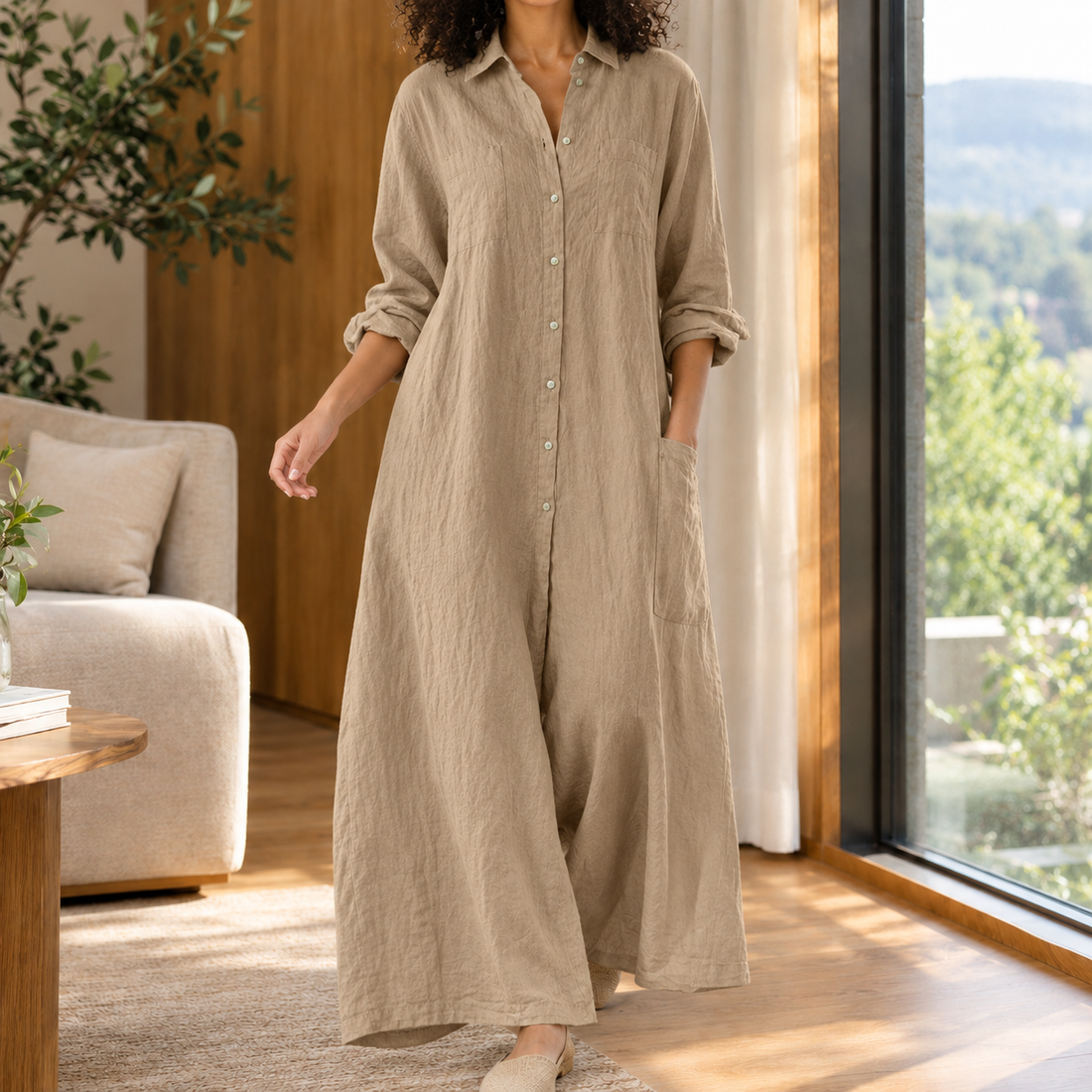 Avaline Wide Leg Jumpsuit - Khaki