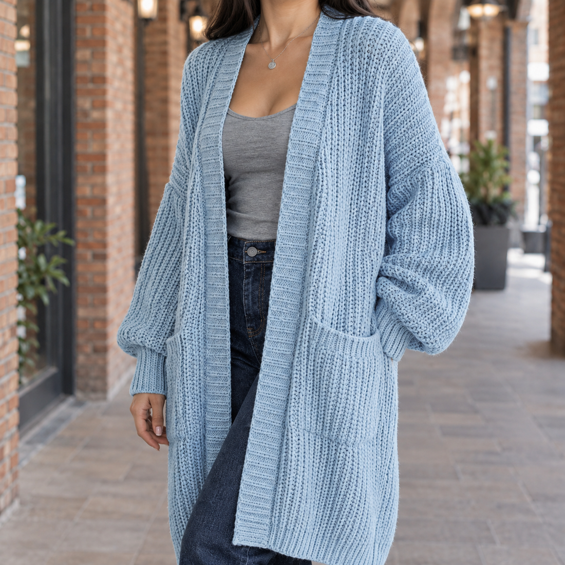 Liliane Oversized Cardigan - Light Blue