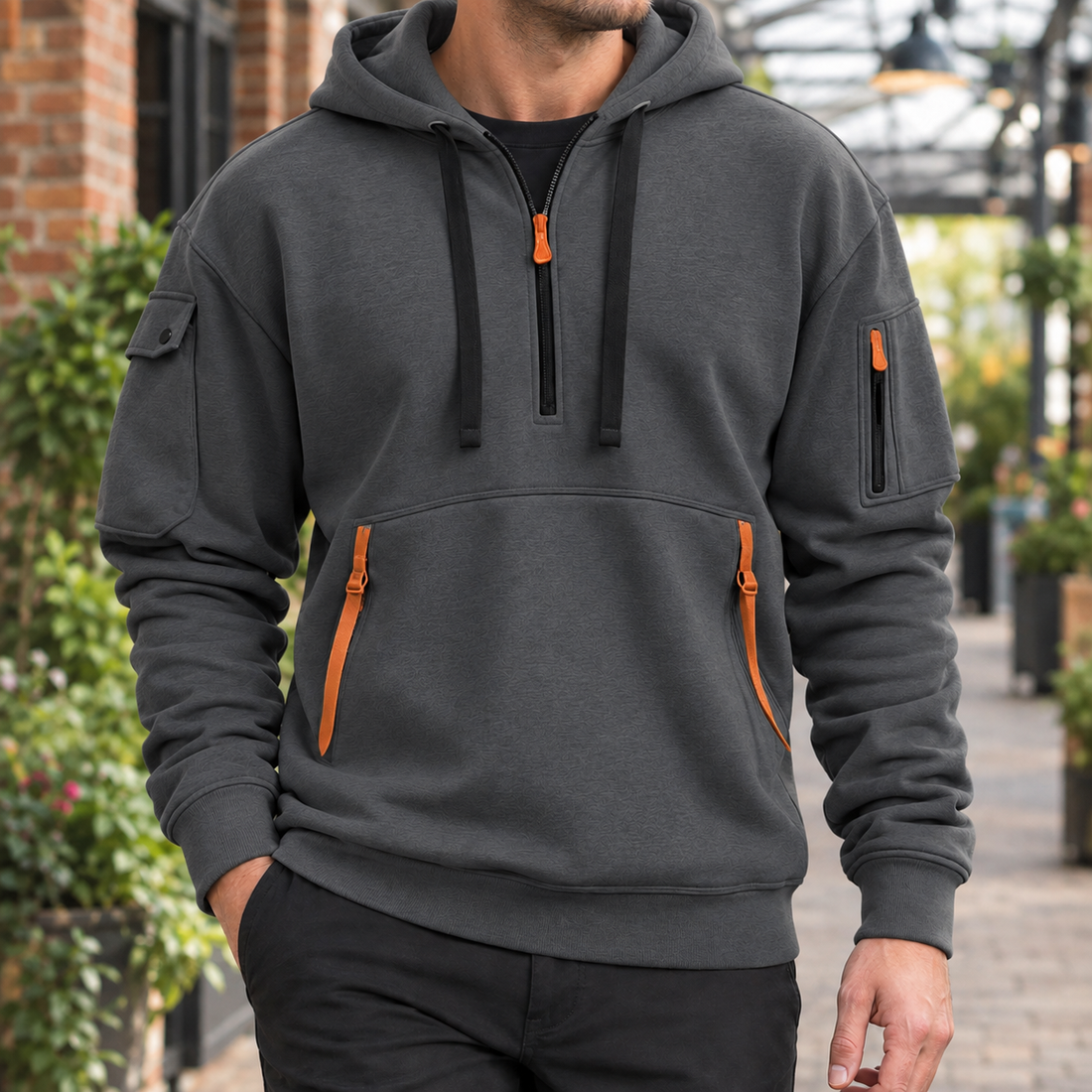 Griffin Half-Zip Hoodie - Dark Gray