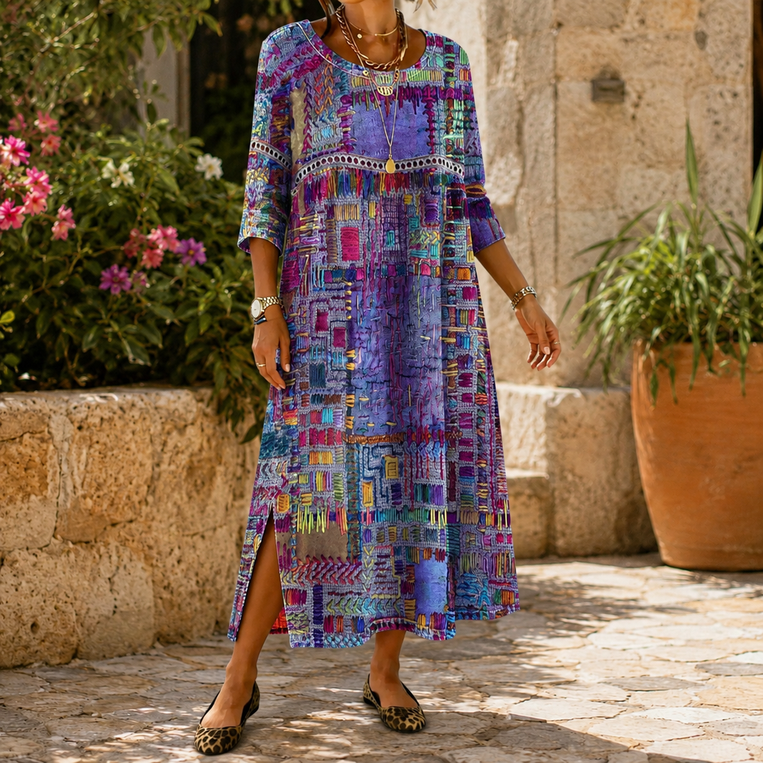 Ophelia Printed Maxi Dress - Purple